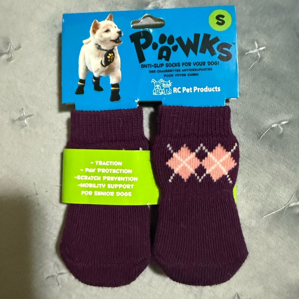 RC Pet Products Pawks Anti-Slip Dog Socks in Burgundy Size Small NWT